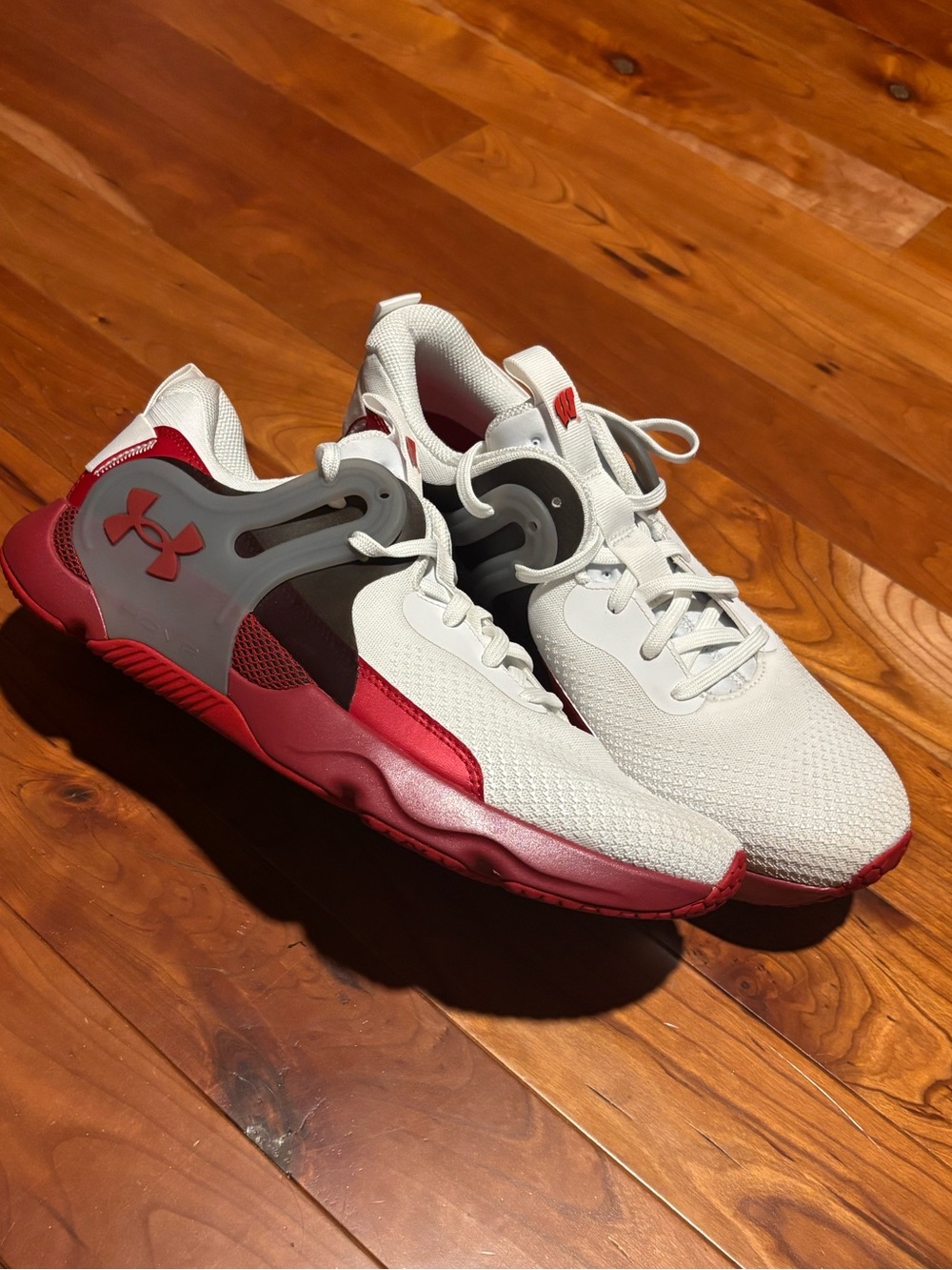 Under Armour Team HOVR Apex 3 University WISCONSIN BADGERS White Red Workout